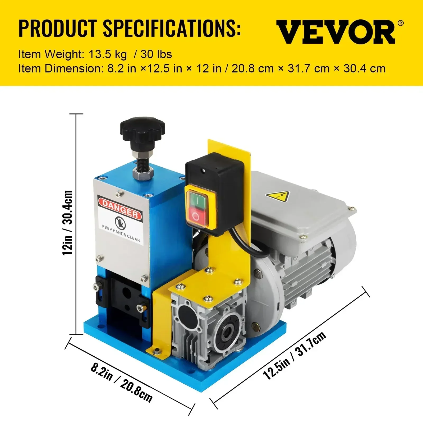 VEVOR Elektrische Draad Strippen Machine Draagbare Draad Stripper Kabel Stripper 1.5-25mm 180W 220V 110V voor Schroot Koper Recycling - afbeelding 1