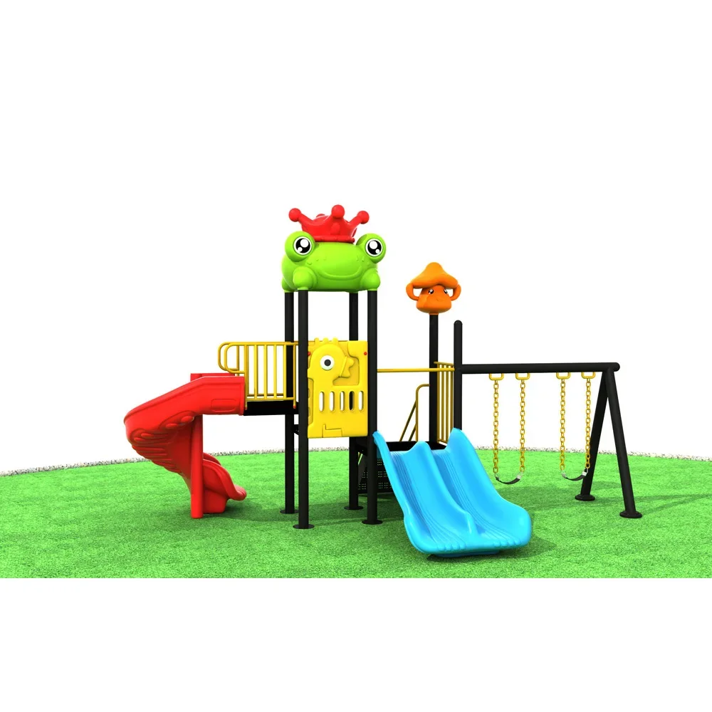 Cheap good quality outdoor playground plastic slide and swing set for children kindergarten