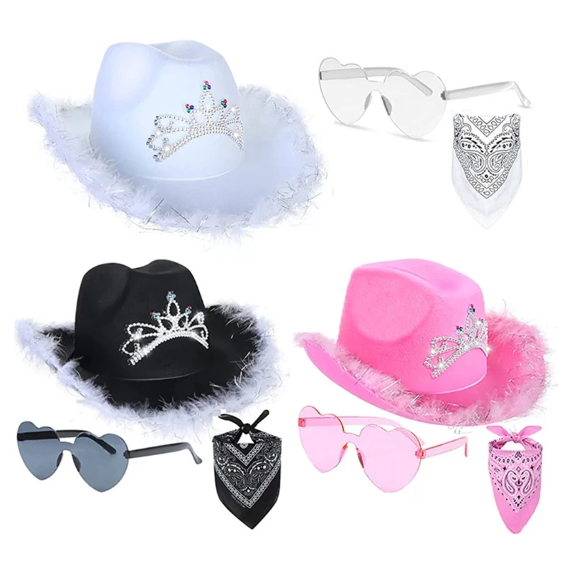 Delicate Pink Cowboy Hat Breathable Western Cowboy Hat for Night Club Bar