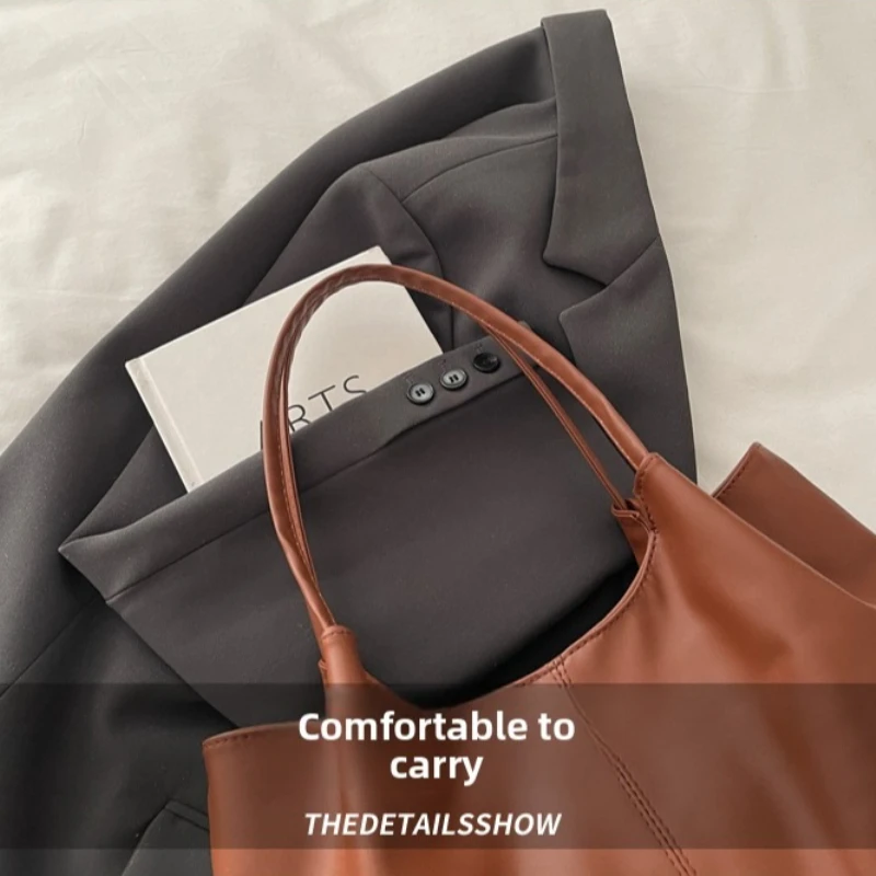Weiche Leder-Tragetasche mit gerafftem Plissee-Design, Große Schultertasche für Arbeit, Täglichen Pendelverkehr und Freizeit für Frauen – Detail 12