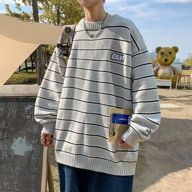 

Men's Thiened Autumn Winter Knitted Sweater Loose Fit Hong Kong Sle Casual Outerwear Soft Polyester Fiber Regular Length