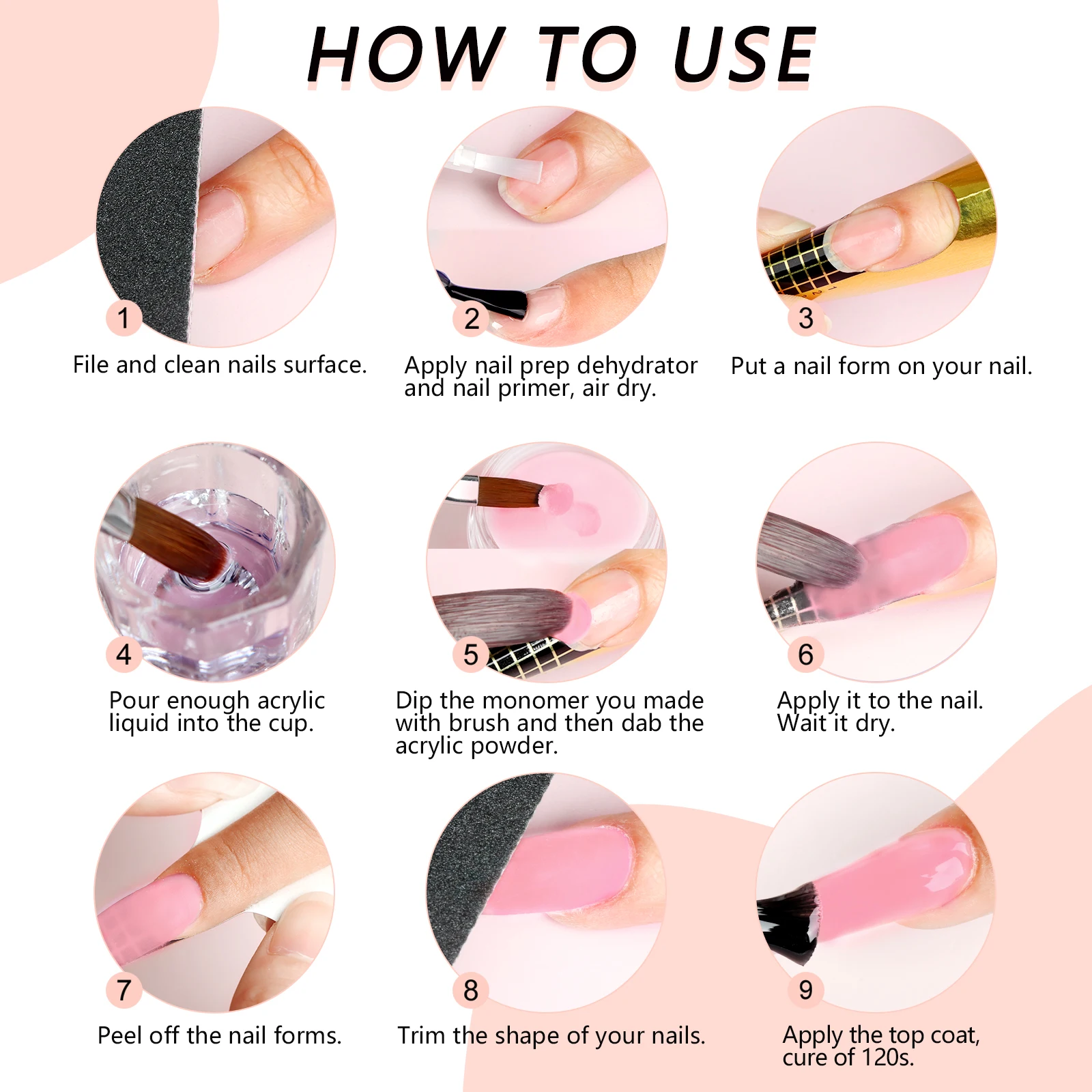 Saviland Pink Acrylic Powder 30g Professional Nail Art Extension Powder for 3D Carving French Manicure No Lamp Needed