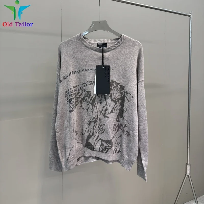 24SS Latest ERD Digital Print Embrace Girls Wool Crew Neck Sweater Best Quality Mens Casual Loose Wool Sweater