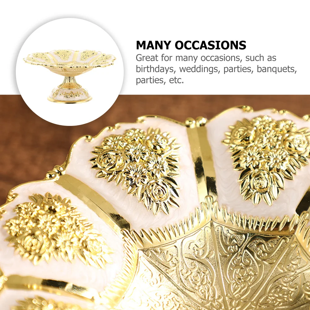 

Gold Fruit Dish Alloy Snack Plate Decorative Food Serving Tray Party Dessert Storage Candy Plate Home Tableware
