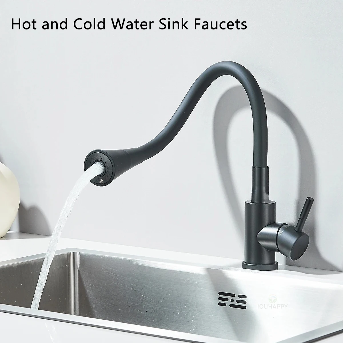 

Flexible Kitchen Sink Faucet Hot and Cold Hand Wash Basic Faucet Single Handle Water Mixing Tap Deck Mounted G1/2 Bathroom Tap