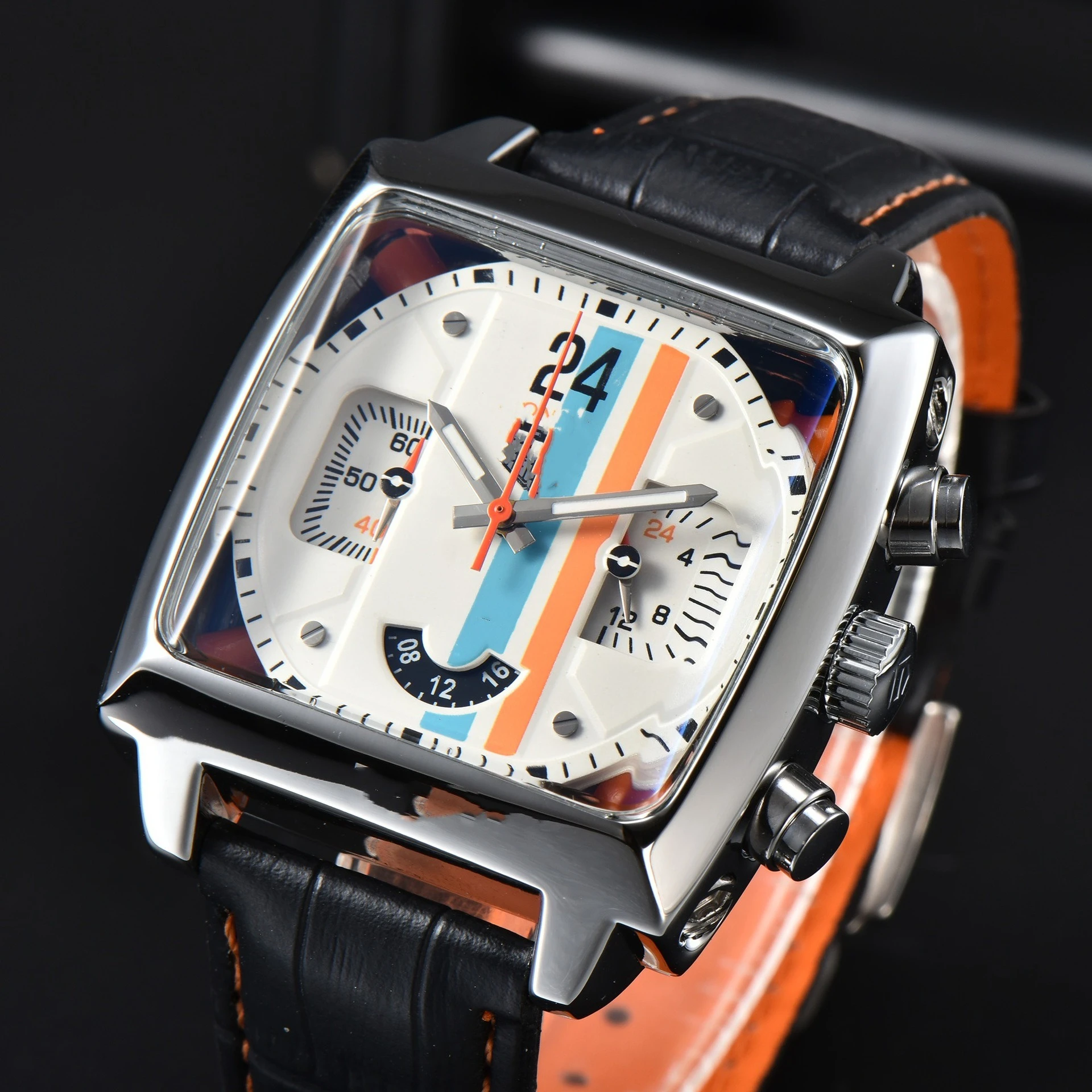 2025 ساعة مربعة فاخرة مصممة للرجال 6 يد متعددة الوظائف كرونوغراف عالي الجودة ساعة يد بتصميم معقد