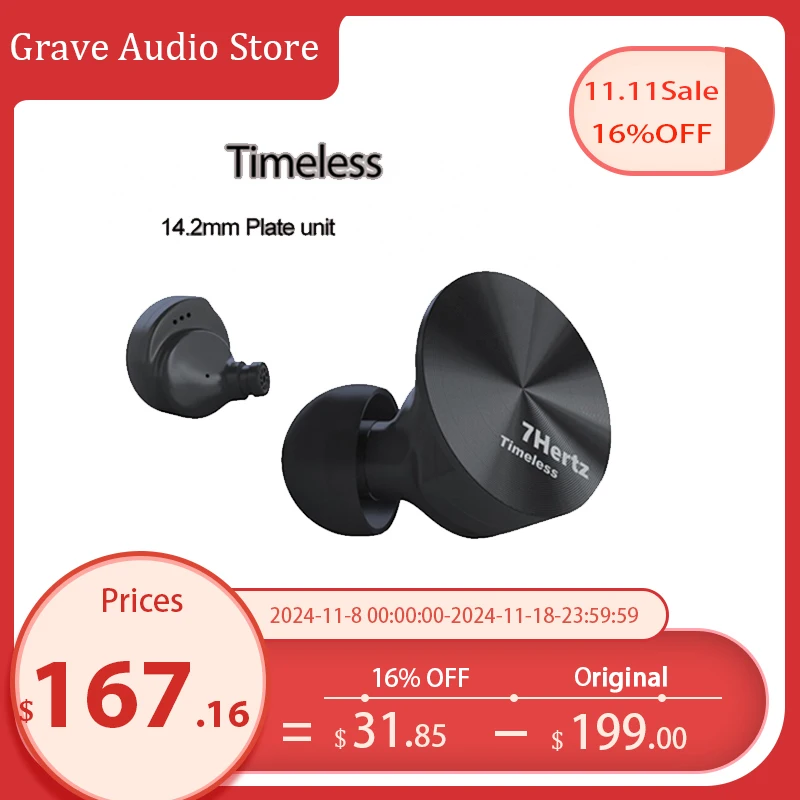 7HZ Timeless IEMs HIFI 14.2mm Plate unit Planar diaphragm HiFi orthodynami Monitor Earphones Earbuds with Detachable MMCX Cable