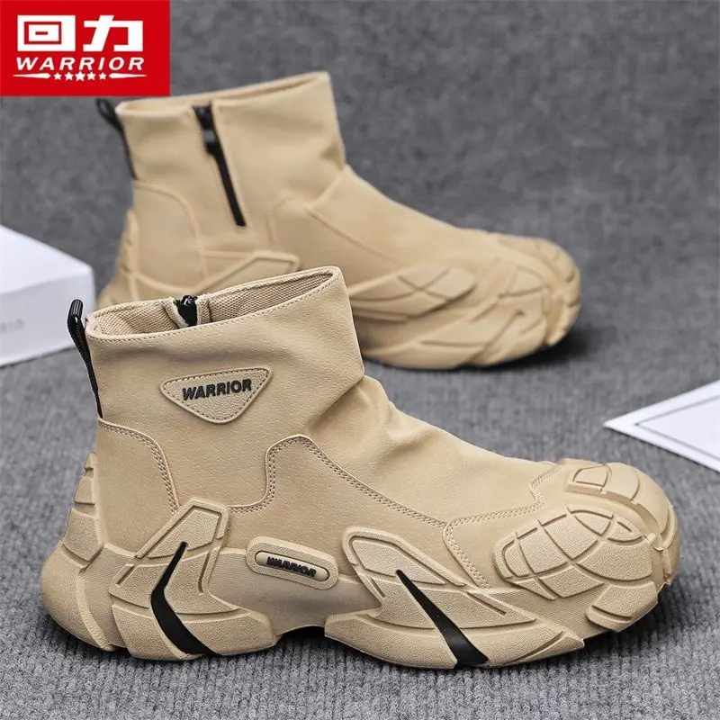 

Warrior Brand High Top Men Shoes Winter British Style Workwear Boots Chelsea Boots Fashion Waterproof Lightweight Casual Shoes