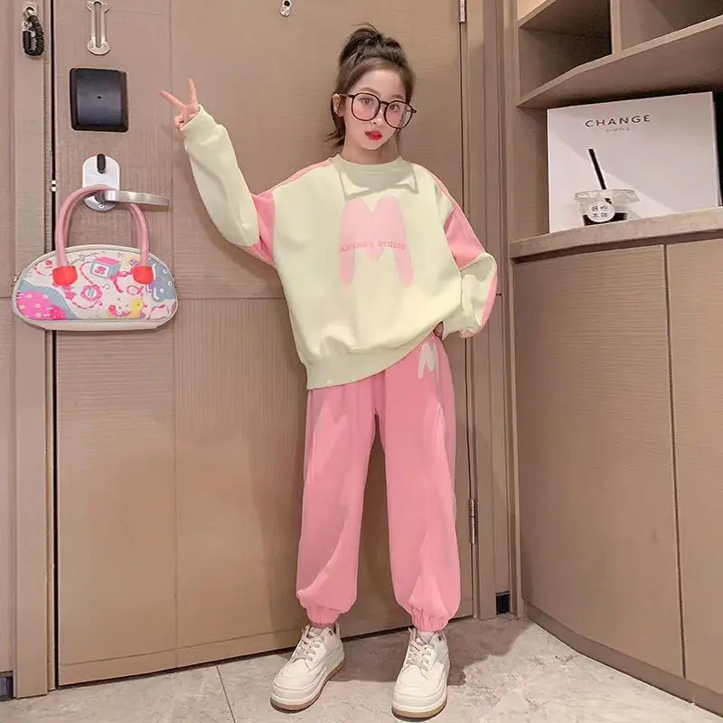 Girls New 2023 Spring Sports Suit Children Casual Korean Style Two piece Sets 6 8 10 12 14 Years Youth Teenage Girls Clothing