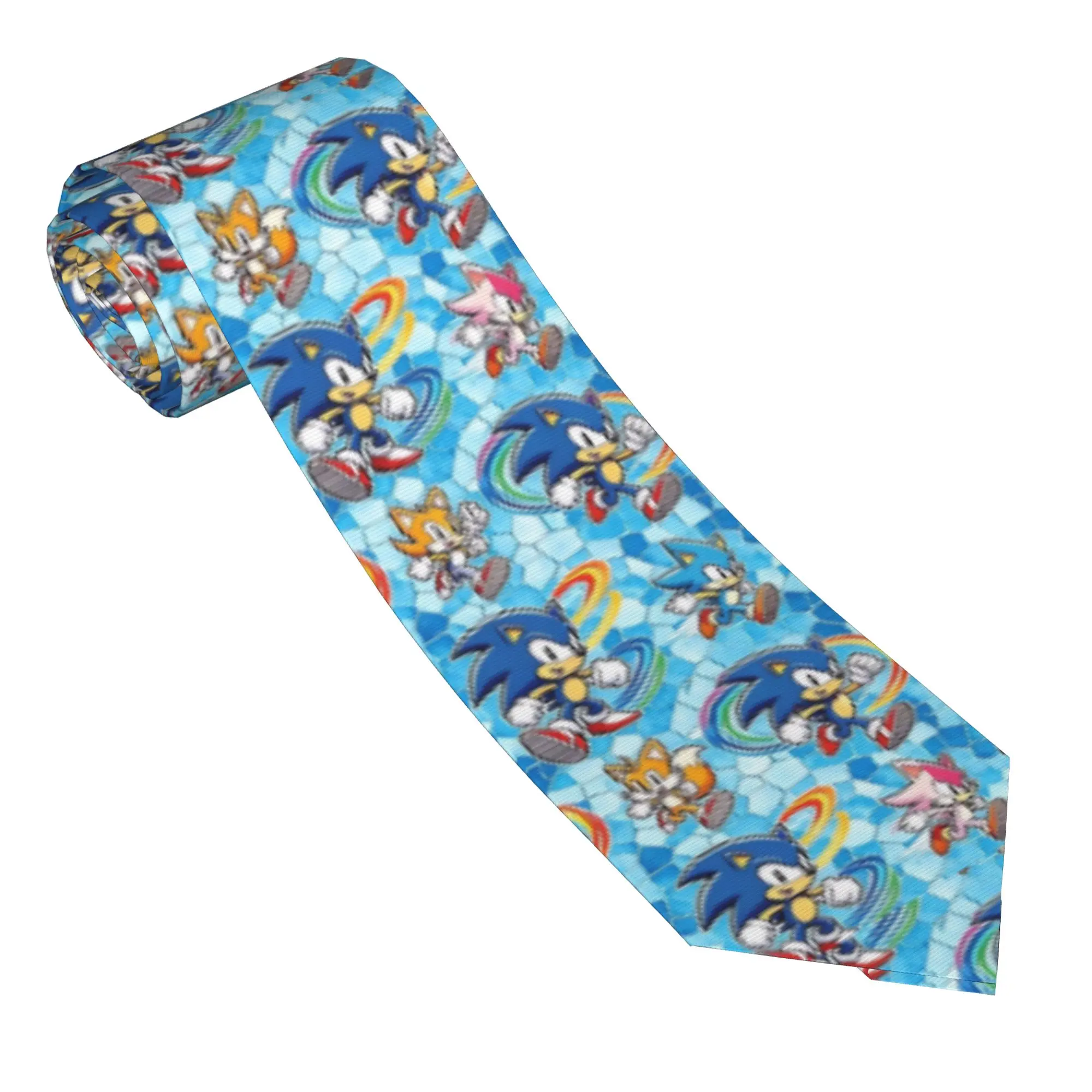 Corbata para hombre con diseño de Sonic the Hedgehog, corbata de cuello con estampado gráfico, ideal para bodas, accesorios de corbata de gran calidad