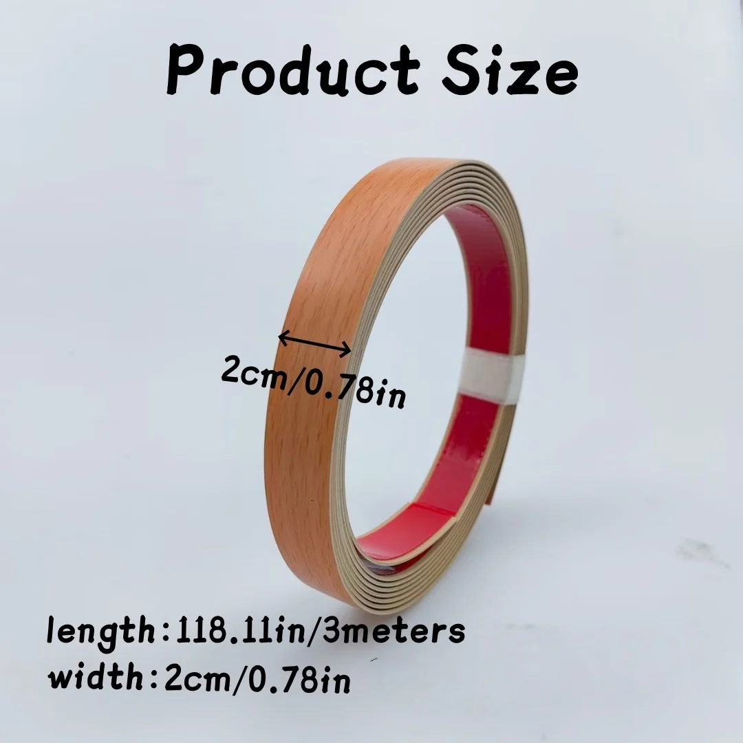 1pc 3Metersx1.8cm  PVC Furniture edging banding strip sealing tape adhesive wood veneer sheet for Cabinet Desk Surface Edging