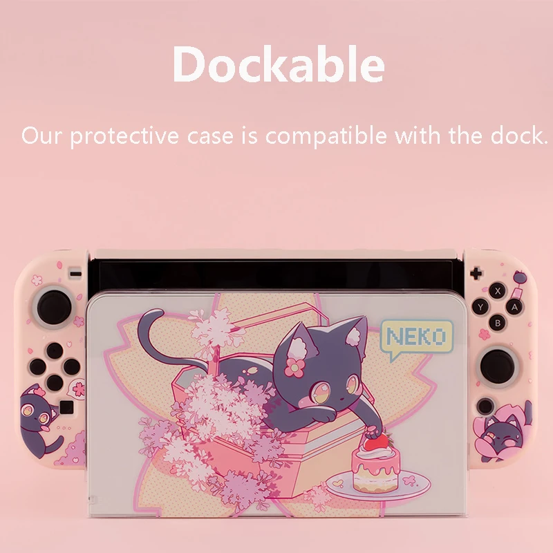 Cute Neko Cat Nintendo Switch OLED Case Nintend Switch Hard Shell Protective Housing Thin Cover Skin NS Switch Game Accessories