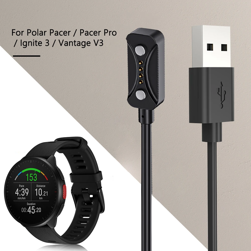 

Магнитный USB-кабель для зарядки, 1 м, сменный адаптер для зарядного устройства, провод для зарядки 5 В, 1 А для Polar Pacer/Pacer Pro/Ignite 3/Vantage V3