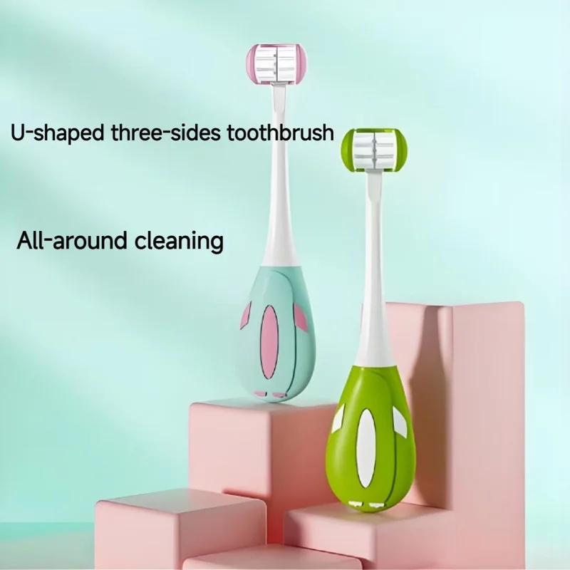 

Children 3-6 Years Old U-Shaped Toothbrush Premium DuPont Soft Bristle Three-Sided Toothbrush Mouth Clean Tongue Scraper