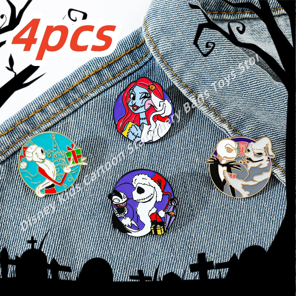 

Scary Christmas Eve Halloween Brooches Cartoon Creative Personality Fright Metal Badge Skull Jack Sally Spirit Alloy Drip Pin