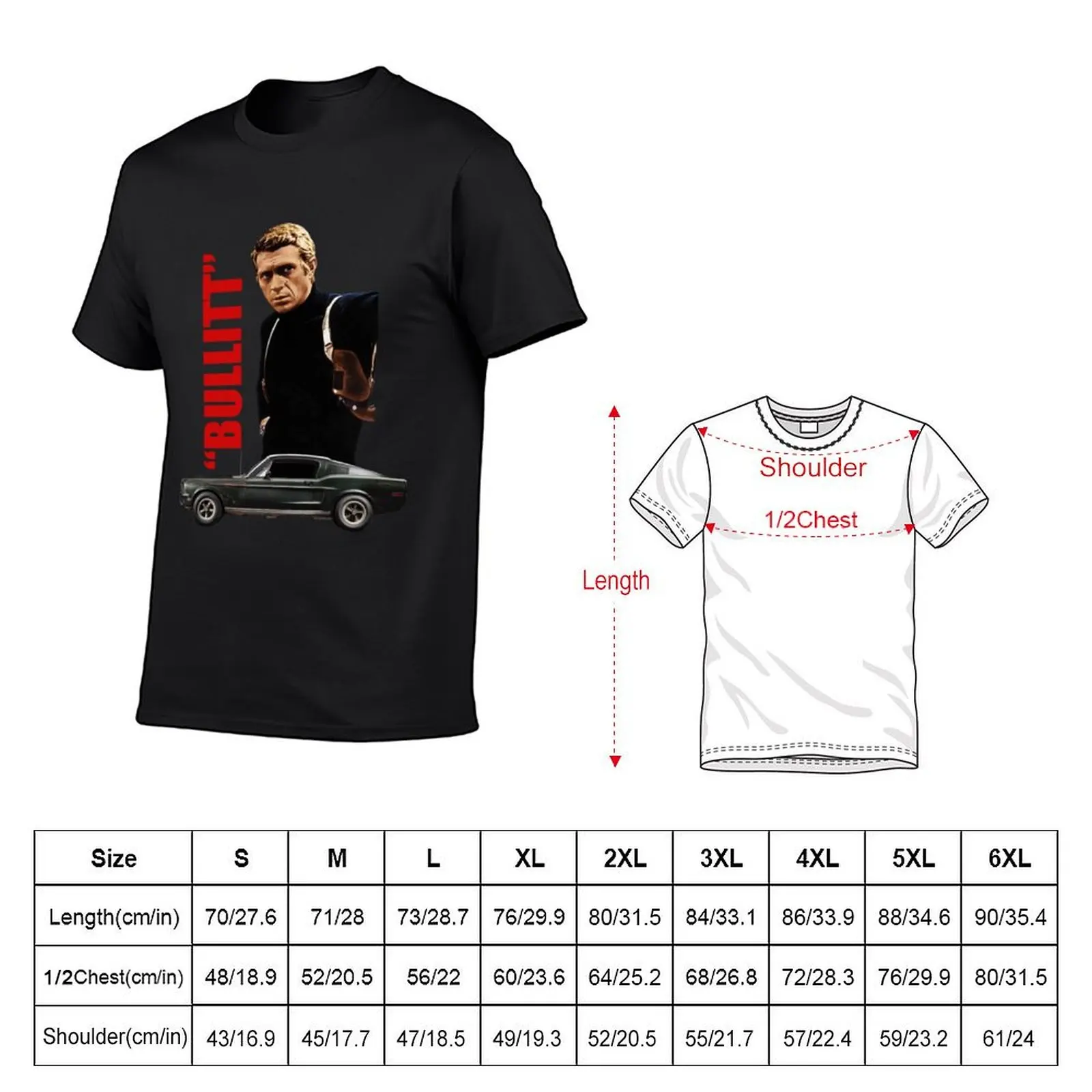 steve BULLITT T-Shirt korean fashion customs blanks clothes for men