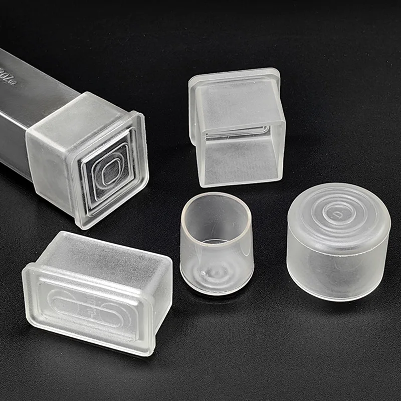 1/4/10pcs Transparent Round Square Elliptic PVC Soft Rubber Pipe Sleeve Tube Cap Table Chair Foot Protect Cover 10 12 14 16-60mm