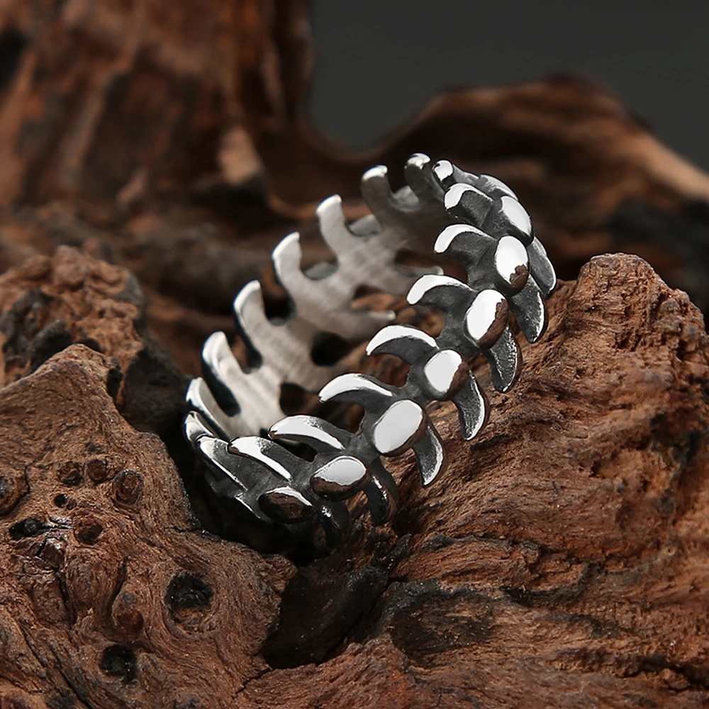 Vintage Simple Stainless Steel Fish Bone Rings For Men Women Fashion Popular Creative Biker Ring Punk Party Jewelry Dropshipping