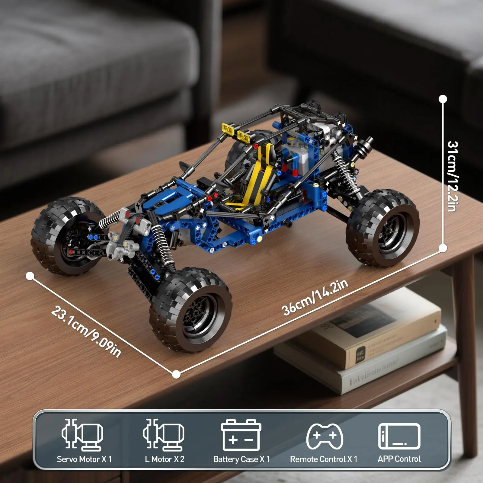 Schimmel Koning 18018 Technische Auto Speelgoed De Moc-3028 APP & RC Gemotoriseerde Blue Lightning Buggy Model Bouwstenen Bricks Kids geschenken