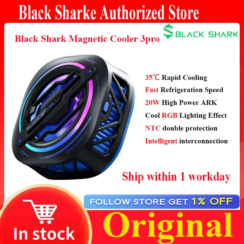 HOT Black Shark Magnet 3 Pro Cooler FunCooler RGB Light Fast Cooling Fan Cooler APP Control ICE Dock for Android iOS Phone