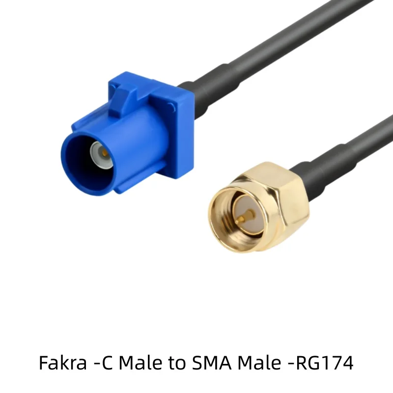 Blue Fakra-C to SMA male and female connector GPS antenna fakra extended RG174 cable