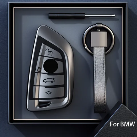 티타늄 그레이 BMW X1 X3 X4 X5 X6 F15 F16 G30 3 5 7 시리즈 G11 F48 원격 자동차 키 케이스 커버 Fob 홀더 키 체인 액세서리