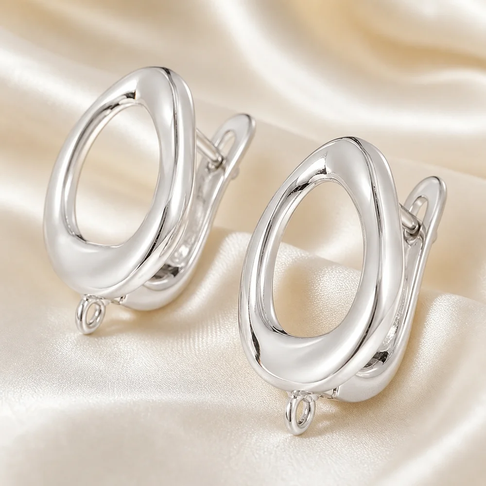 1 Pair Gifts Irregular Oval Hoop Earrings Nickel Free Polished Finish Stud Earrings Open Hoop Earring Findings Daily Wear