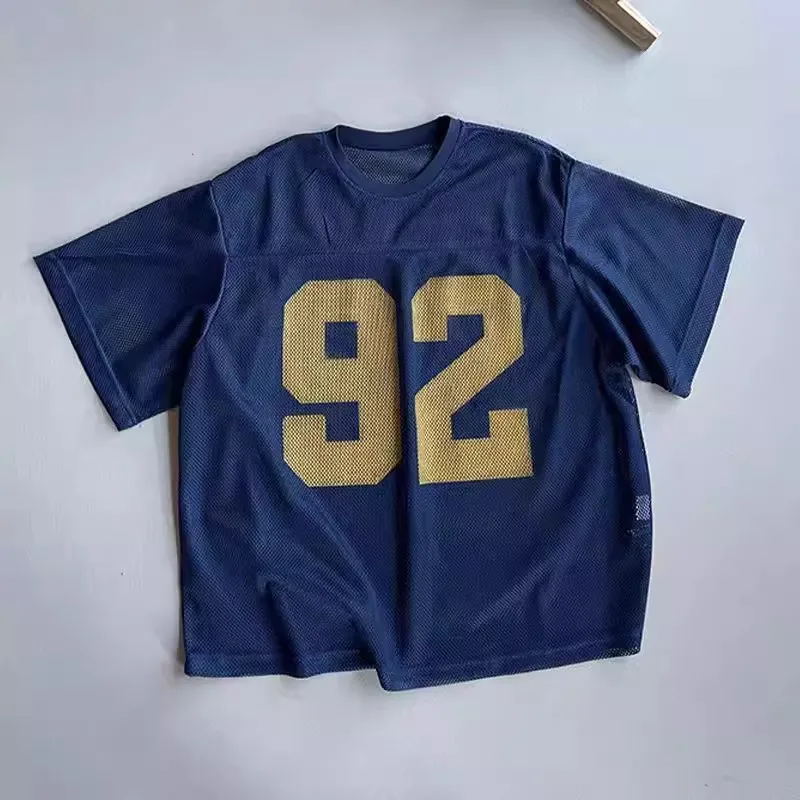 Men's Summer Loose Fit Breathable T-Shirt Short Sleeve Retro Style Polyester Fabric Big Size 300 Pounds Hollow out Design