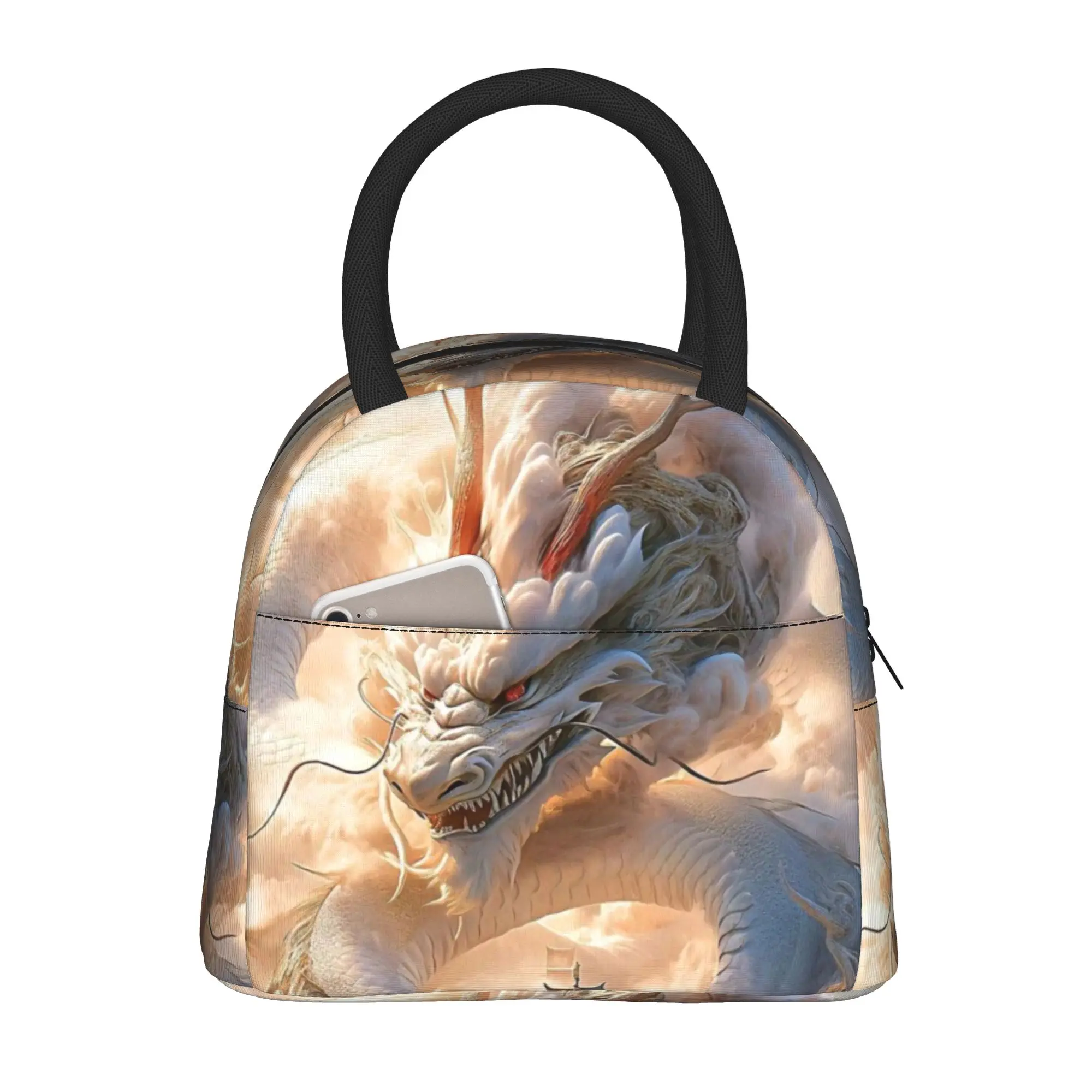 Back to school season  Portable Food Pouch Dragon Cloud Temple Large Capacity Super Quality Multi-Function Solid Lunch Bag