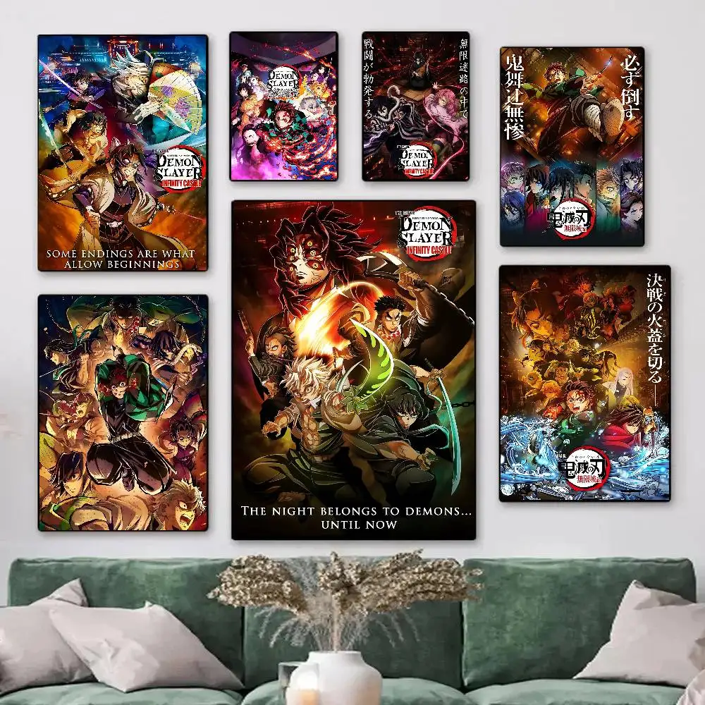 1pc Anime D-Demon Movie Slayer Kimetsu No Yaiba Infinity Castle Posters HD Print Vintage Wall Art Decor for Home Study Room