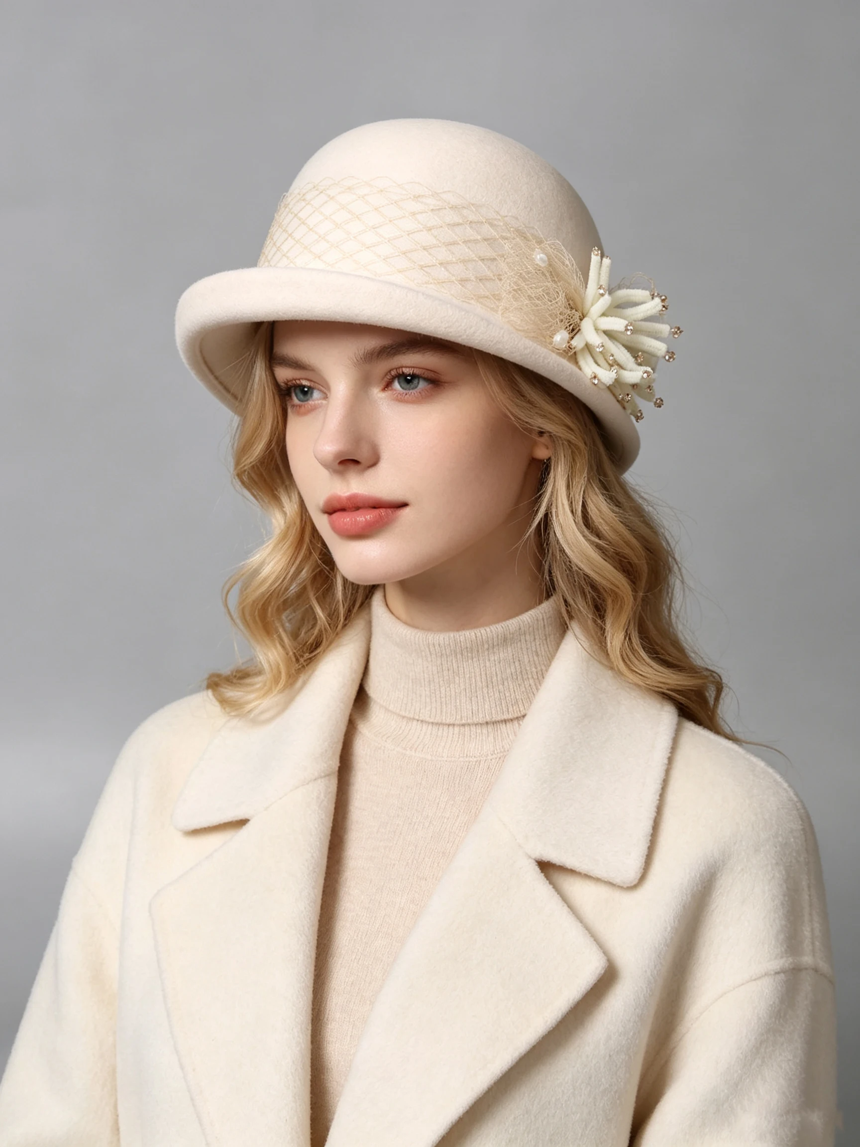 elegant-woolen-ladies'-hat-with-3d-floral-embroidery-cuffed-vintage-mesh-autumn-winter-new-style-adjustable-size-medium-warmth