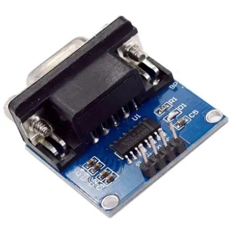 10pcs MAX3232 RS232 To TTL 3.3V-5.5V Female Serial Port Converter Module Board DB9 Connector Using MAX232 Support TX RX VCC GND