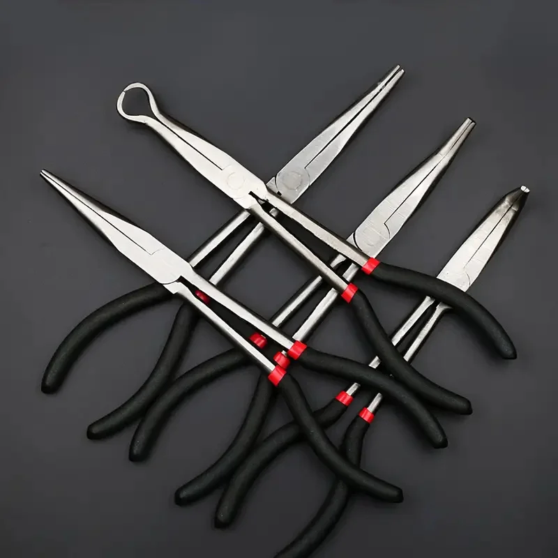 قطعة واحدة من كماشة الأنف الطويلة عالية الجودة مقاس 11 بوصة مع أطراف منحنية ومستقيمة - مثالية لتطبيقات الصناعية وإصلاح السيارات #2