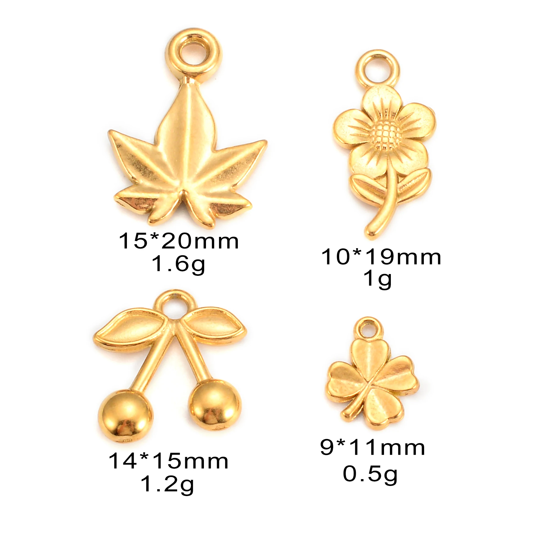 2pcs Cute Stainless Steel Flower Leaves Gold Color Charms for Jewelry Making Supplies DIY Necklace Earring Bracelet Accessories