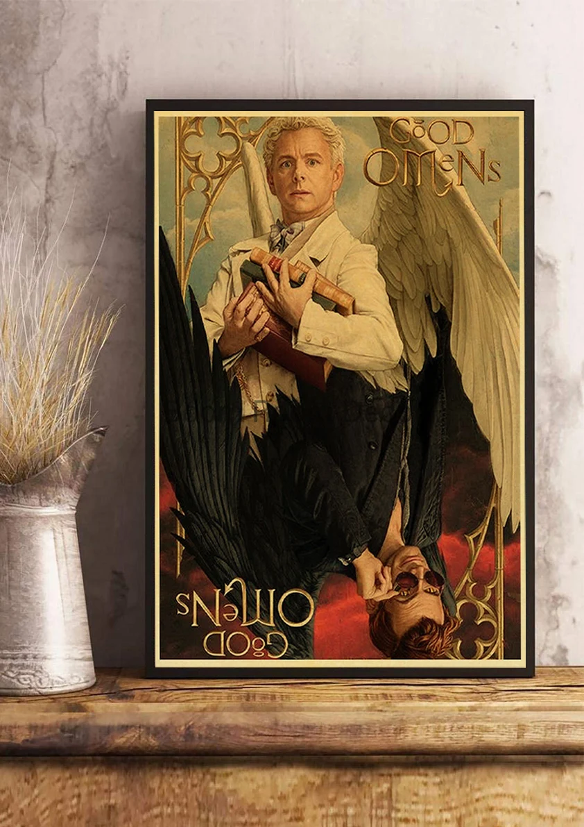 Hot Movie Good Omens Poster Nostalgia Cartoon Harajuku Kraft Paper Posters Decoration Chambre Aesthetic Cafe Bedroom Painting