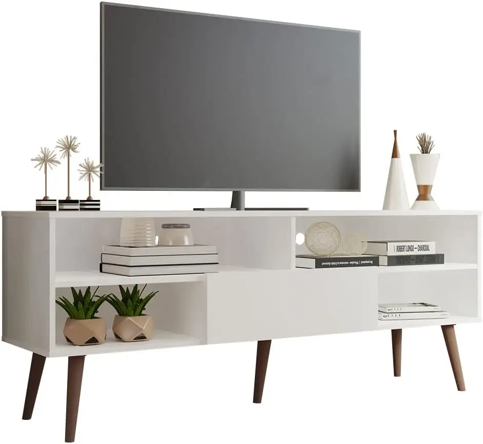 TV Stand with 1 Door and 4 Shelves with Cable Management for 55, 65 Inch Media Storage Media Console Living Room and Bedroom