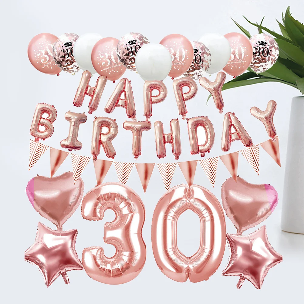

1Set Birthday Balloons Set Rose Gold Sequined Latex Balloons Kit Party Supplies Decoration Wall Door Window Happy Birthday