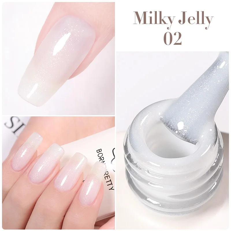 BORN PRETTY Milky Jelly Gel smalto per unghie smalto ibrido Semi permanente smalto per unghie UV Glitter Base Gel opaco Top Coat