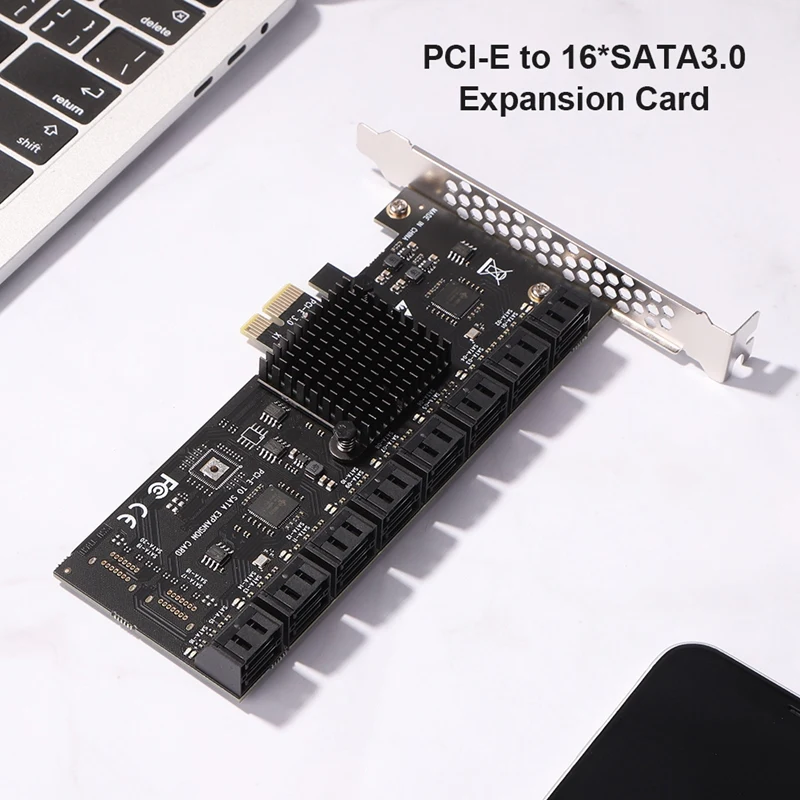 New-A47Q-PCIE การ์ด SATA 16 พอร์ต 6 Gb SATA 3.0 การ์ด Pcie, PCIE ไปยัง SATA Controller การ์ดขยาย, 16 พอร์ตสล็อต PCI พร้อมสาย