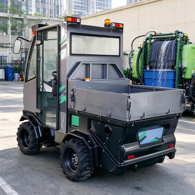 Full Enclosed Cab 4WD Ride-on Snow Plow Machine, Multifunctional Sweeper & Blower for Municipal & Property Snow Clearing