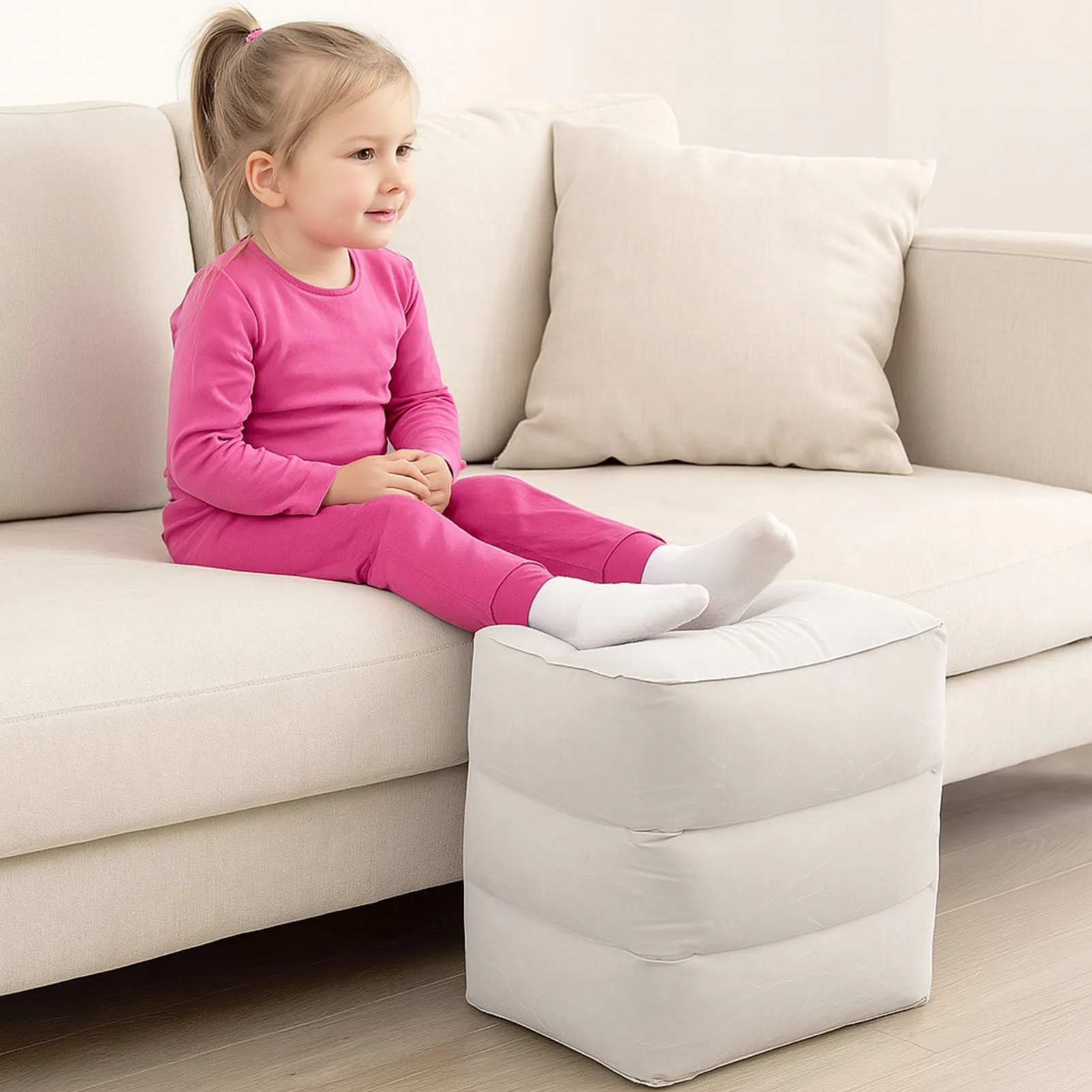

Inflatable Foot Rest Pillow Toddler Airplane Bed Adjustable 3 Layers Height Leg Rest Pillow Airplane Travel Essentials for Offic