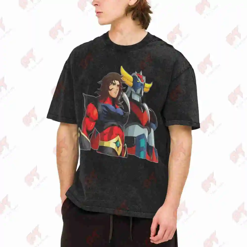 Actarus Goldrake Grendizer 80S Vintage Washed Tee Pure Cotton T-Shirt