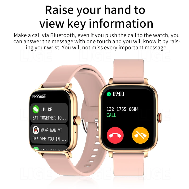 LIGE Women Smart Watch Custom Dial Smartwatch For Men Android IOS Waterproof Bluetooth Watches Full Touch Bracelet Clock Man