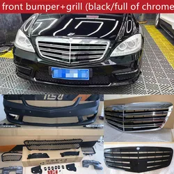 Front & Rear Surrond Kit Bumper Grill Side Skirt Tail Throat Assembly for Benz 2006-2013 S300 W221 Modified to S65 AMG