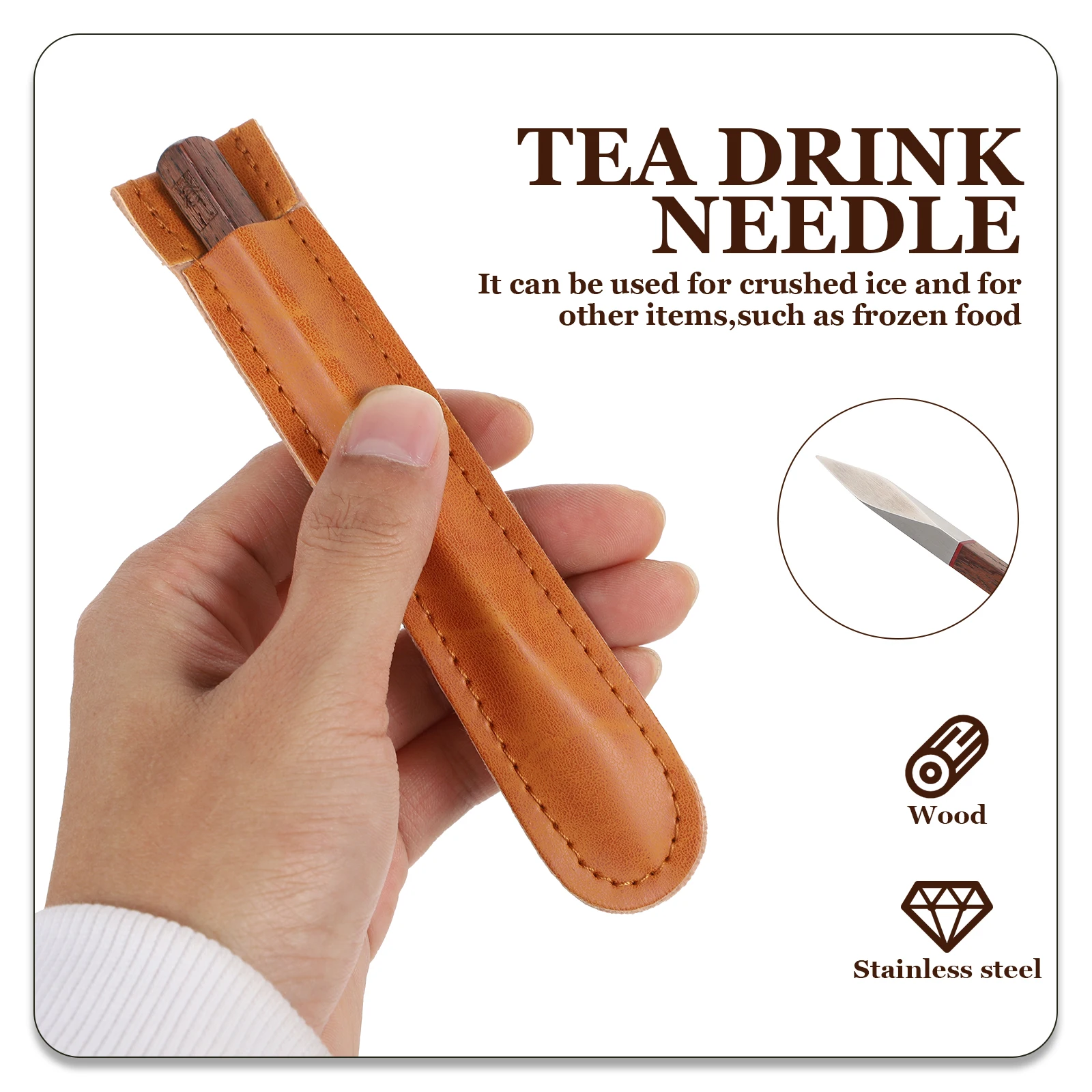 

Pu erh Cone Stainless Steel Needle Tool for Tea Lovers Wood Handle Easy Use Home Office Tea House Cake Disassembler Set