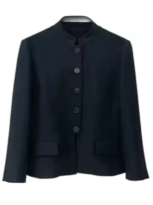 

Ele Simple Bla Suit Jaet, женский осенний новый топ с воротником-стойкой на одной пуговице, топ Quali для поездок на работу, облегающий крой