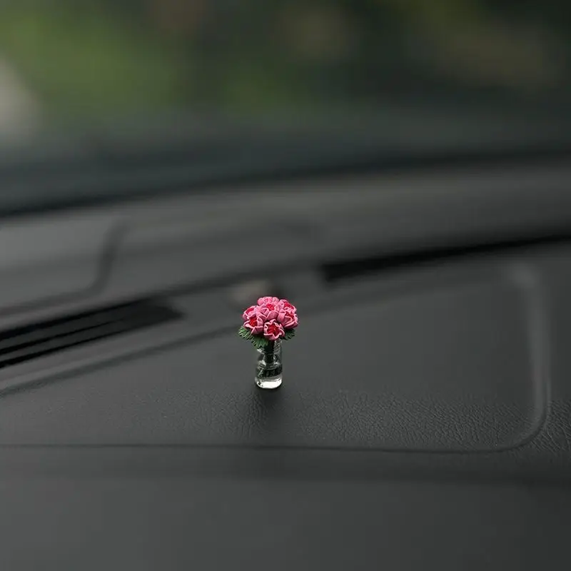 

Mini Rose Car Decor for Women，Cute Dashboard Accessory，Car Window Ornament，Travel Companion-A Touch of Bloom for Your Drive