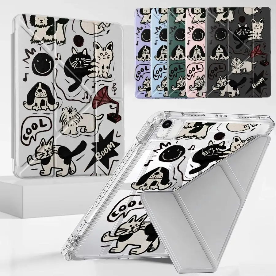 

Cute Cat Dog Tablet Case For iPad Air 4 5 M3 M2 M4 11inch Mini 6 7 Pro 2025 Pro 11th 10th 9th 8th 7th 12.9inch Holder Cover