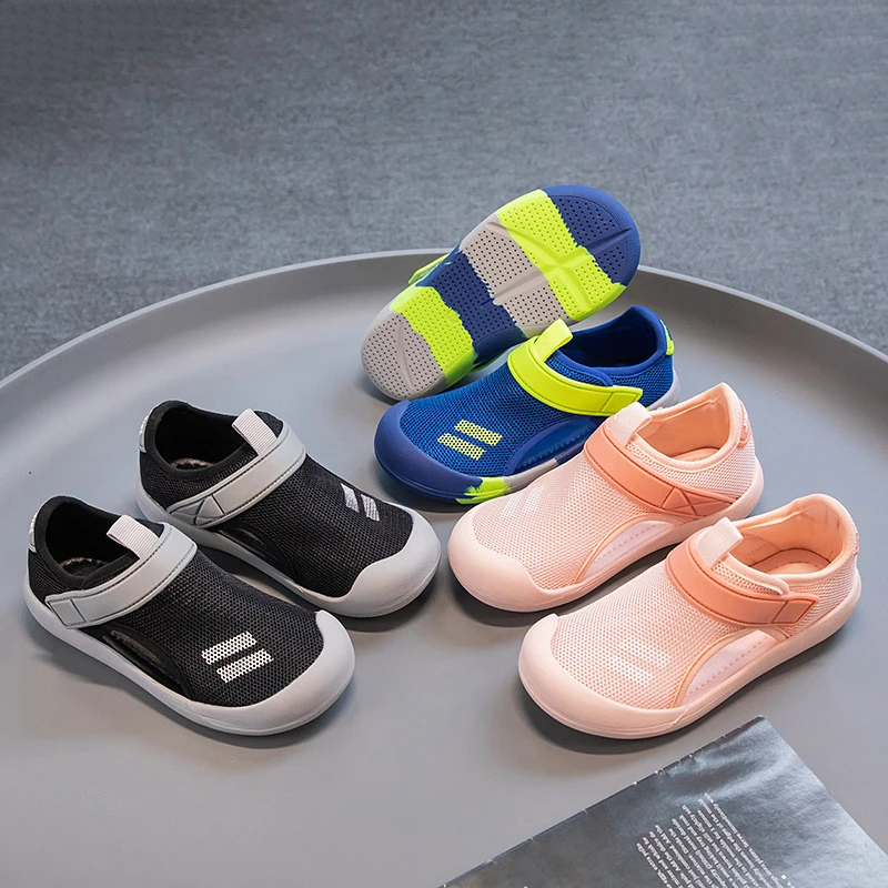 Basic All Match Toddler Casual Sneakers Solid Minimal Design Light Shock Absorb EVA  Velcro Fastener Student Daily Walking Shoes