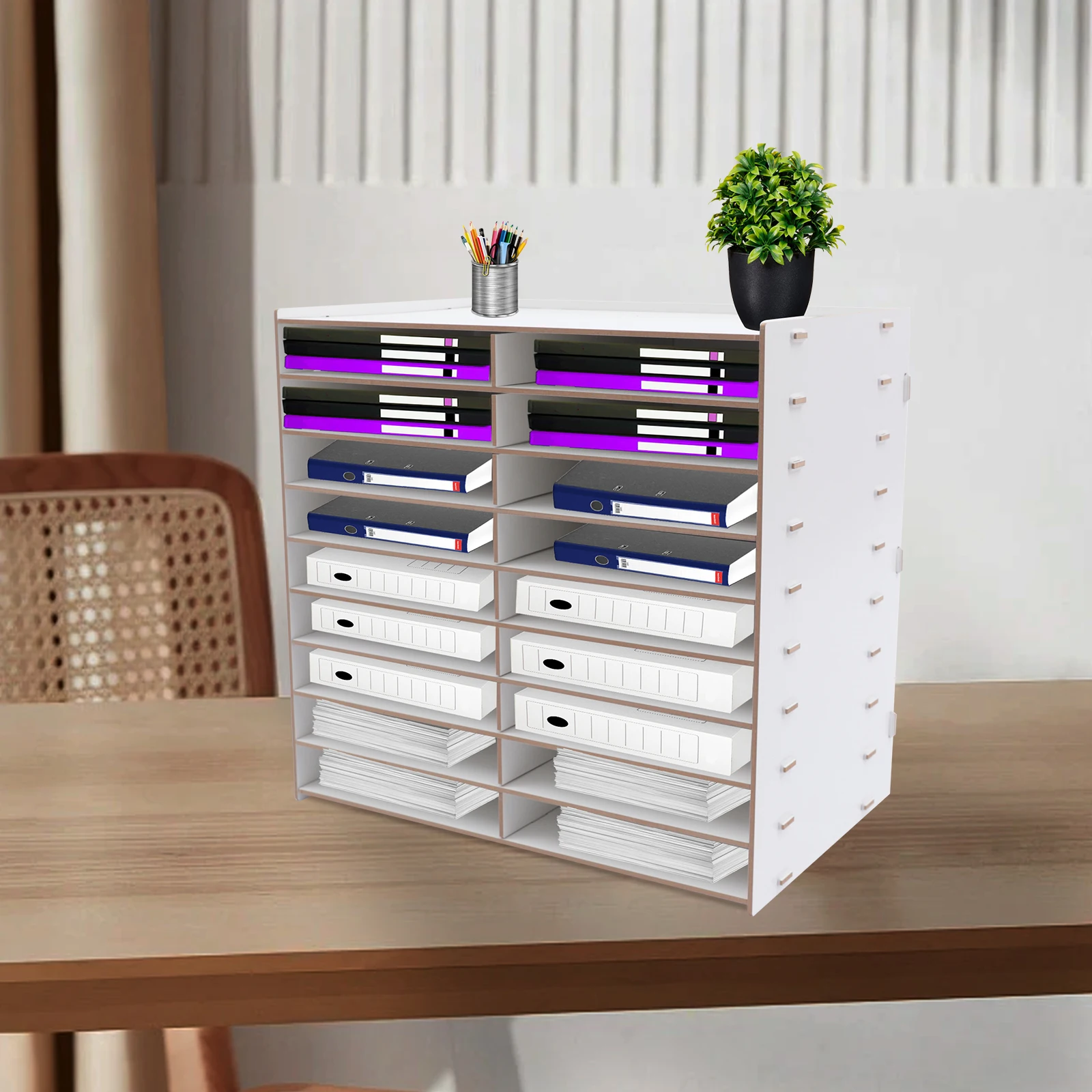 Wooden Paper Mail Tray Sorter Office Desktop File Literature Organiser Classroom Vertical Magazine Storage Rack Commercial Shop